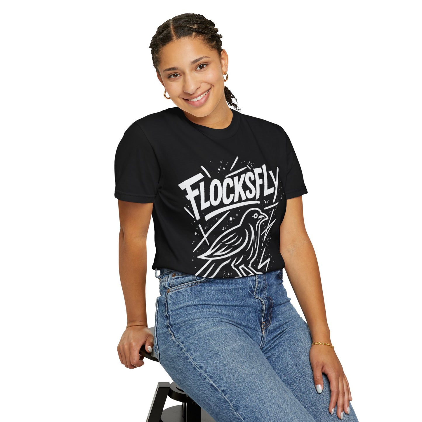 FlocksFly Unisex Garment-Dyed T-Shirt, Trendy Graphic Tee, Casual Bird Shirt, Unique Gift for Bird Lovers, Everyday Wear