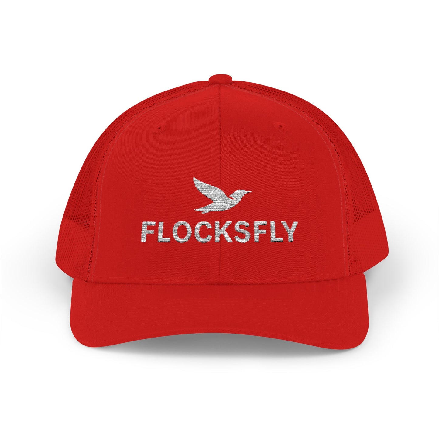 FLOCKSFLY Snapback Trucker Cap - Red Mesh Hat for Outdoor Enthusiasts