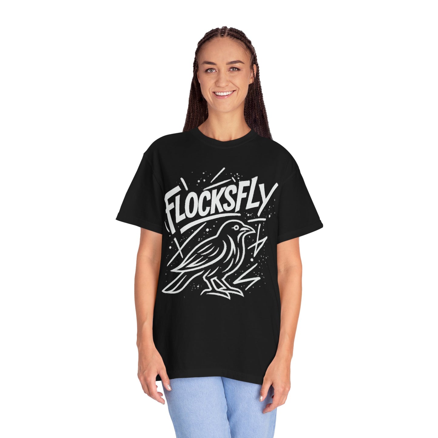 FlocksFly Unisex Garment-Dyed T-Shirt, Trendy Graphic Tee, Casual Bird Shirt, Unique Gift for Bird Lovers, Everyday Wear