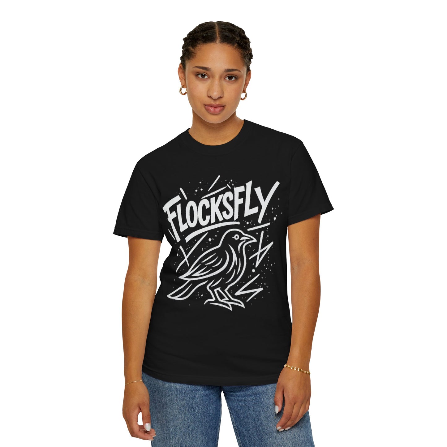 FlocksFly Unisex Garment-Dyed T-Shirt, Trendy Graphic Tee, Casual Bird Shirt, Unique Gift for Bird Lovers, Everyday Wear