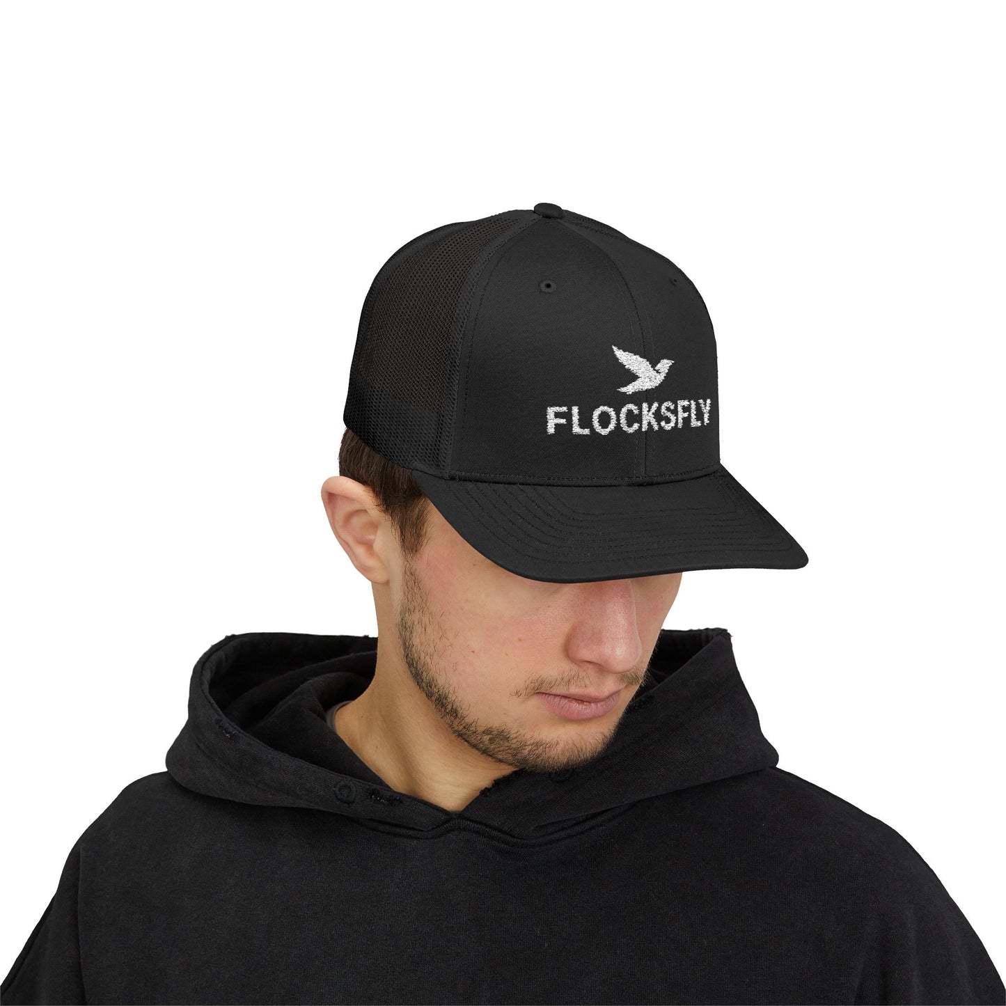 FLOCKSFLY Snapback Trucker Cap - Red Mesh Hat for Outdoor Enthusiasts