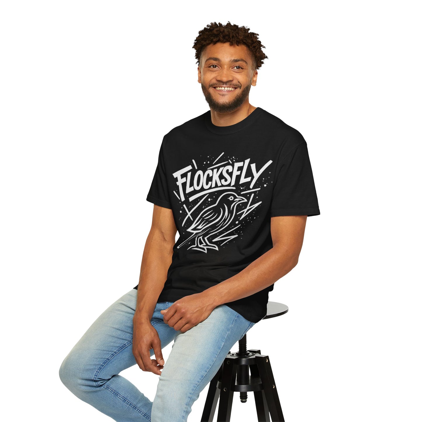 FlocksFly Unisex Garment-Dyed T-Shirt, Trendy Graphic Tee, Casual Bird Shirt, Unique Gift for Bird Lovers, Everyday Wear