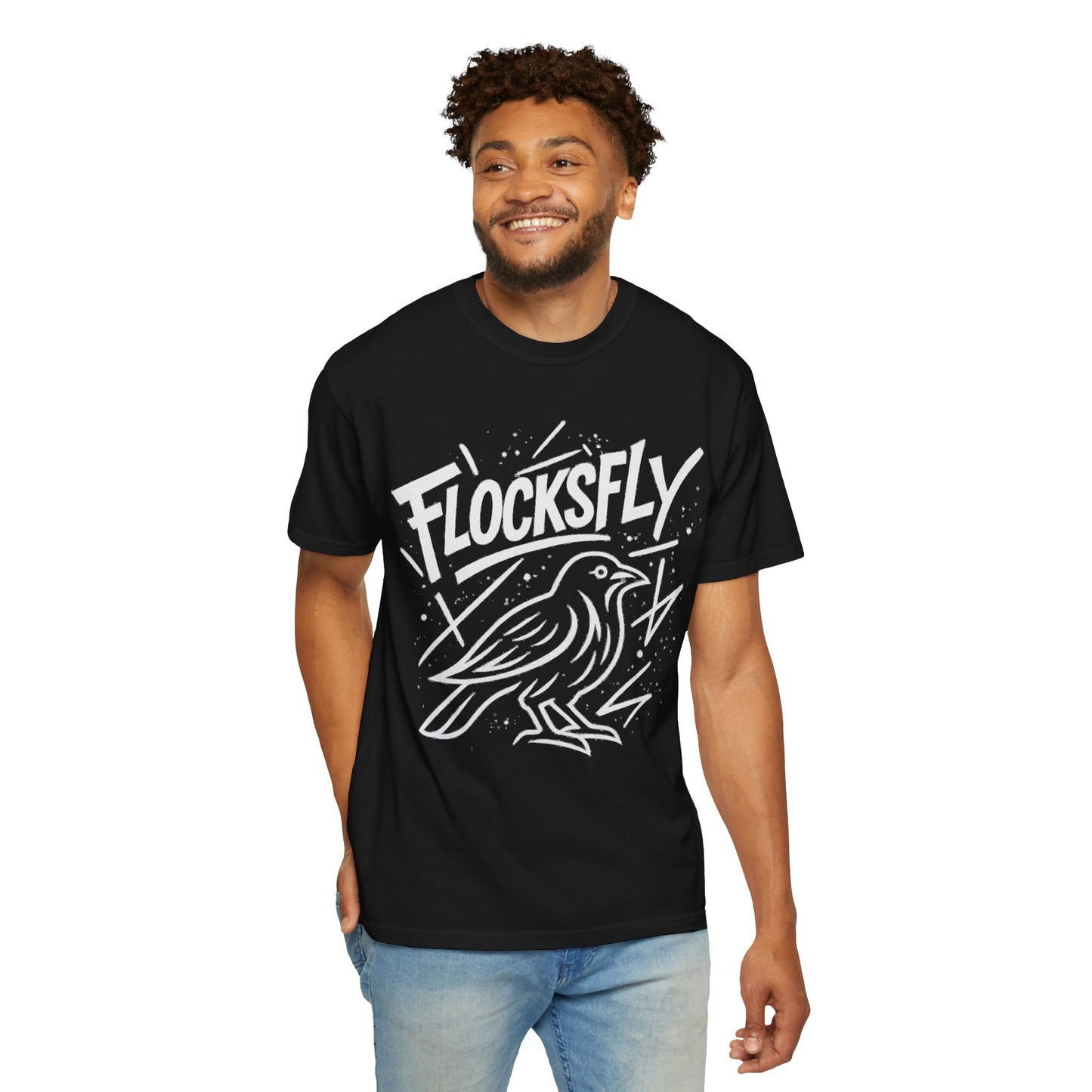FlocksFly Unisex Garment-Dyed T-Shirt, Trendy Graphic Tee, Casual Bird Shirt, Unique Gift for Bird Lovers, Everyday Wear