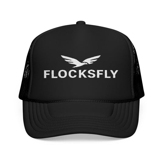 Embroidered Foam Trucker Hat - FLOCKSFLY Casual Headwear for Outdoor Adventures