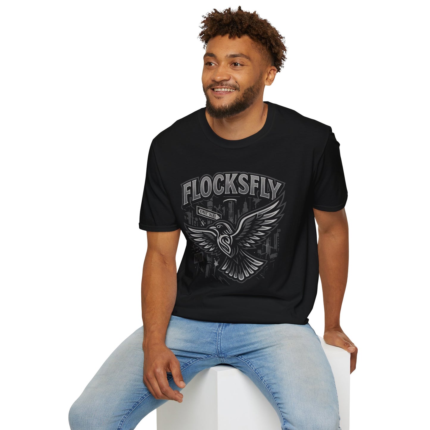 Flock Fly Graphic Tee - Unisex Softstyle T-Shirt, Casual Wear, Gift for Bird Lovers, Urban Fashion, Everyday Essentials