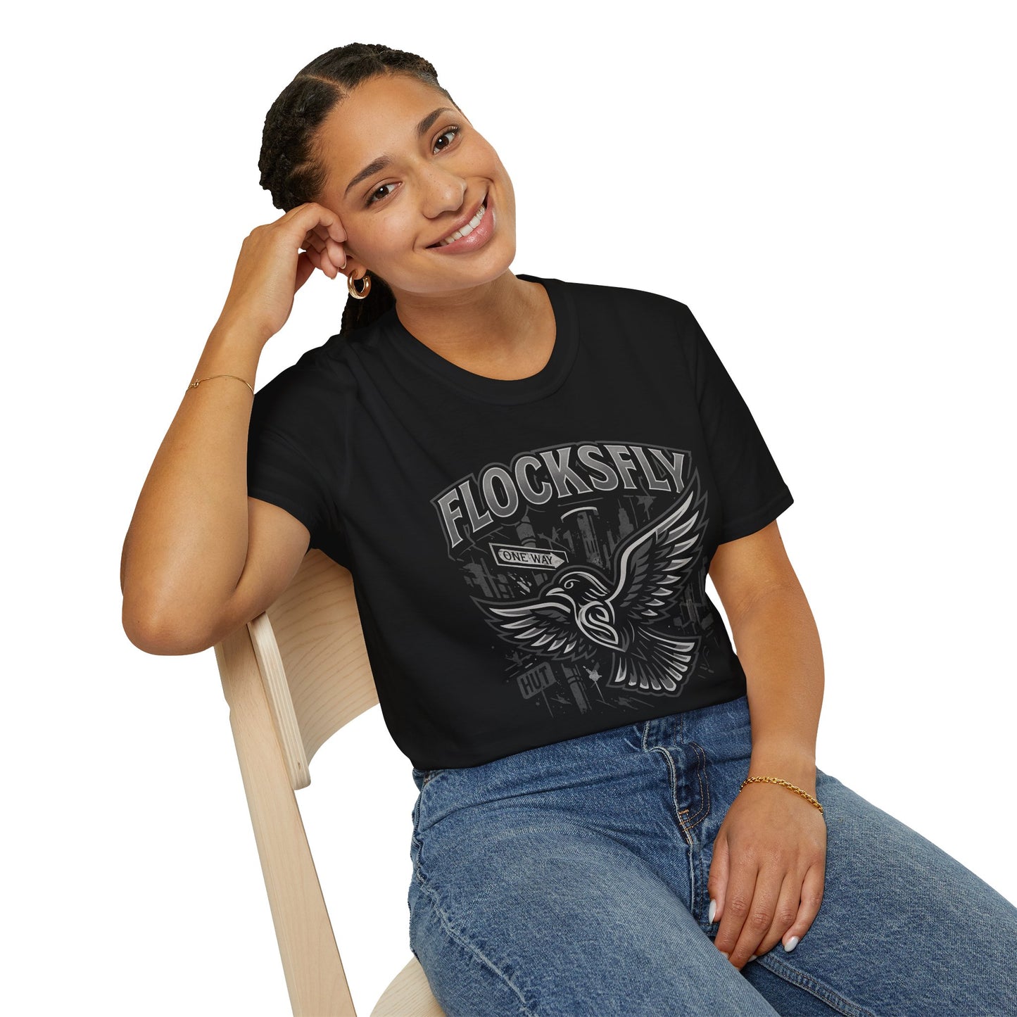Flock Fly Graphic Tee - Unisex Softstyle T-Shirt, Casual Wear, Gift for Bird Lovers, Urban Fashion, Everyday Essentials