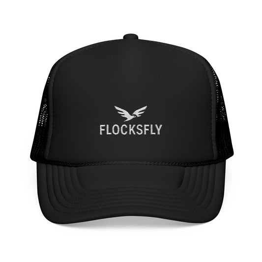 Embroidered Foam Trucker Hat - FLOCKSFLY Casual Headwear for Outdoor Adventures