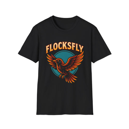 Flocks Fly Unisex Softstyle T-Shirt | Trendy Graphic Tee, Casual Wear, Gift for Bird Lovers, Comfortable Everyday Shirt, Unique Design