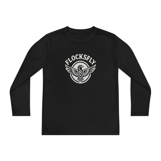 Youth Long Sleeve Tee with FLOCKSFLY Design, Perfect for Sports, Casual Wear, Gifts, Cool Off Days, Youth Athletics